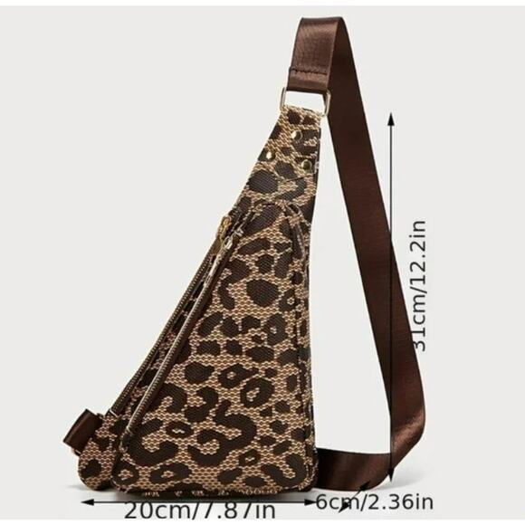 Blessed Geometric Print Faux Leather Triangle Bum Crossbody Bag Adjustable Strap - Picture 2 of 4